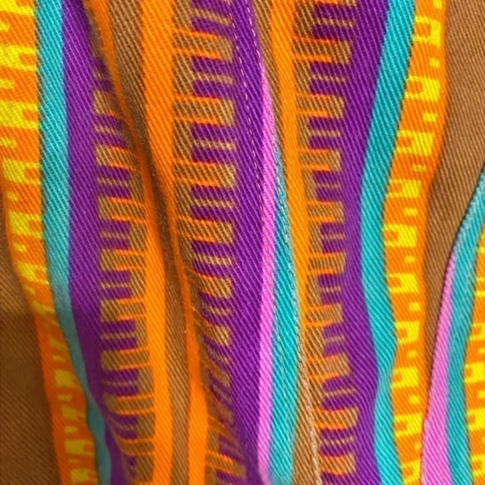 Live‎ in Color 1990’s Multicolored Stripe Aztec Sleeveless Jean Jacket w/ Hoodie